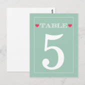 Rode Hart Mint Groene Trouwtafel Aantal Kaarten (Voorkant / Achterkant)