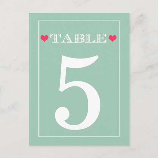 Rode Hart Mint Groene Trouwtafel Aantal Kaarten (Voorkant)