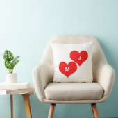 Rode Hart Monogram Eerste Aangepaste Valentijn Sch Kussen (Stoel)