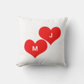 Rode Hart Monogram Eerste Aangepaste Valentijn Sch Kussen (Voorkant)