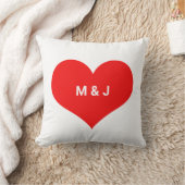 Rode Hart Monogram Eerste Letters Aangepaste Valen Kussen (Deken)