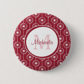 Rode Hart Monogram Ronde Button 5,7 Cm (Voorkant)
