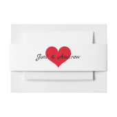 Rode Hart Monogram Uitnodiging Buikband Uitnodigingen Wikkel (Voorkant Voorbeeld)