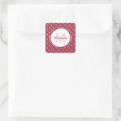 Rode Hart Monogram Vierkante Sticker (Tas)