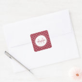 Rode Hart Monogram Vierkante Sticker (Envelop)