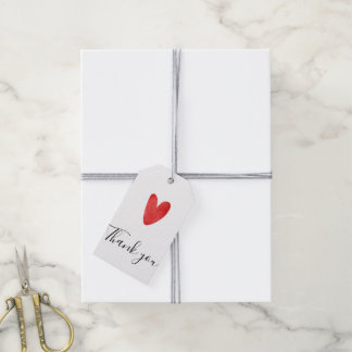 Rode Hart Mooie Handgetekende Dank U Favor Cadeaulabel