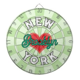 Rode Hart NEW YORK Groen Aangepaste Naam, Lichtgro Dartbord