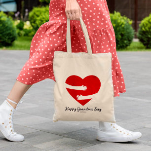 Rode hart oma dag Canvas tas