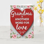 Rode Hart Oma Liefde Kaart (Gele Bloem)
