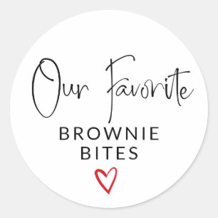 Rode Hart Onderschrift Schrift Ons Favoriete Huwel Ronde Sticker