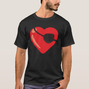 Rode Hart Ooglapje Kleding voor Mannen Vrouwen Val T-shirt