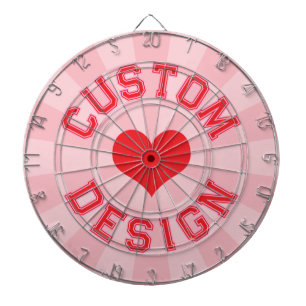 Rode Hart op Pastel Roze Kleur met je Rode Tekst Dartbord