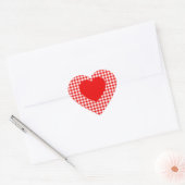 Rode Hart op Rode Gingham Sticker (Envelop)