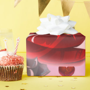 Rode hart op roze achtergrond Inpakpapier liefde