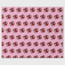 Rode hart op roze achtergrond Inpakpapier liefde