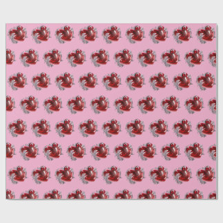 Rode hart op roze achtergrond Inpakpapier liefde