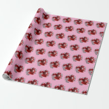 Rode hart op roze achtergrond Inpakpapier liefde