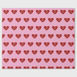 Rode hart op roze achtergrond Inpakpapier liefde