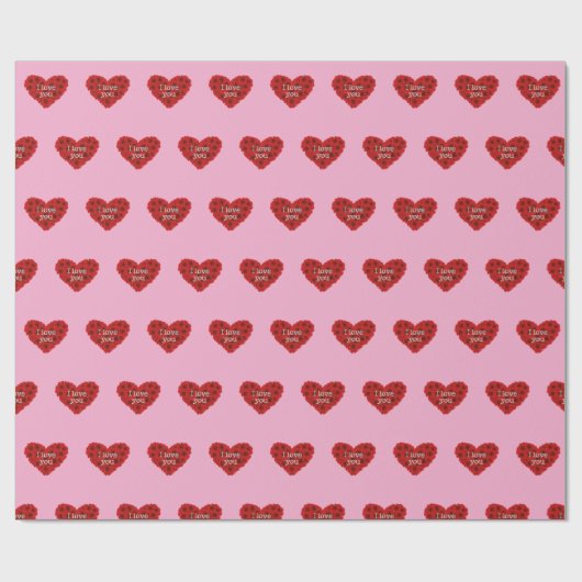 Rode hart op roze achtergrond Inpakpapier liefde (Vlak)
