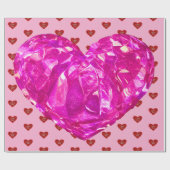 Rode hart op roze achtergrond Inpakpapier liefde (Vlak)
