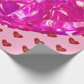Rode hart op roze achtergrond Inpakpapier liefde (Hoek)