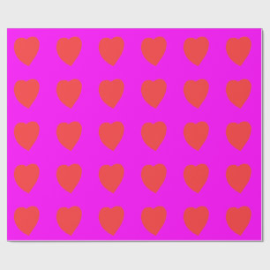 Rode Hart op Roze Magenta Cadeaupapier