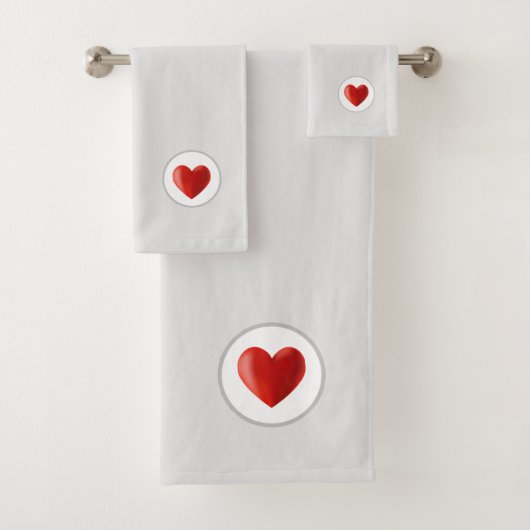 Rode Hart op Zilveren Achtergrond Bad Handdoek (Insitu)
