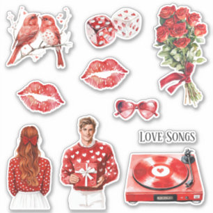 Rode Hart Opneemt Liefdesliedjes Sticker