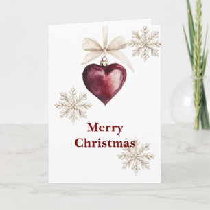Rode Hart Ornament Crème Strikje Sneeuwvlokken Ker Kaart