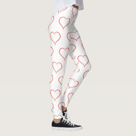 Rode Hart Outline, Casual Valentijnsdag Leggings (Rechts)