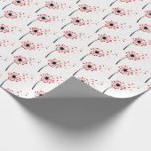 Rode hart paardenbloem op wit cadeaupapier (Hoek)