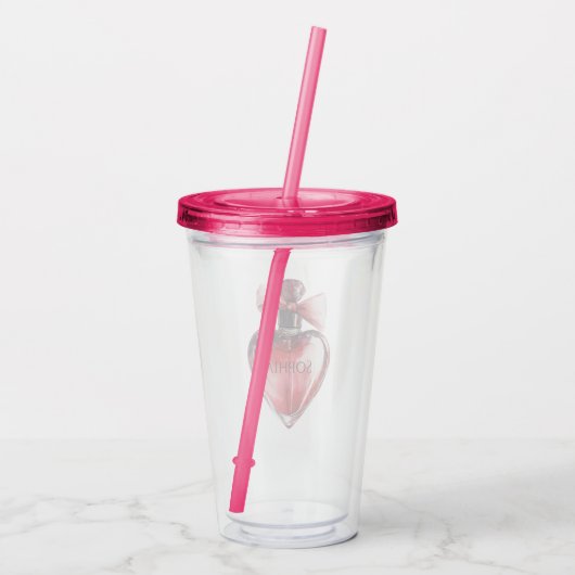 Rode Hart Parfum Fles Acryl Drinkbeker (Achterkant)
