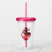 Rode Hart Parfum Fles Acryl Drinkbeker (Voorkant)