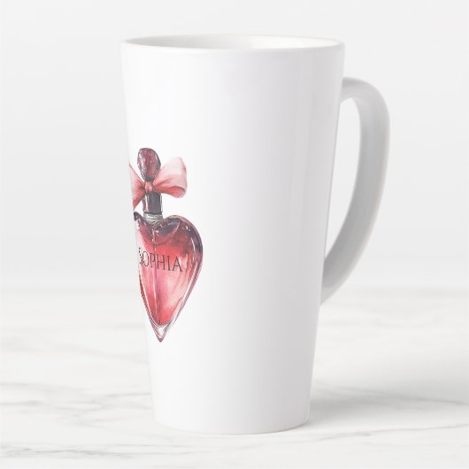 Rode Hart Parfum Fles Latte Mok (Rechterhoek)