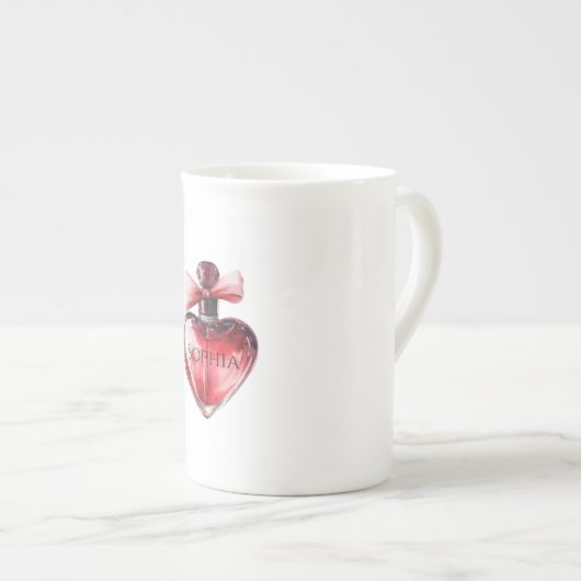 Rode Hart Parfum Fles Porselein Kop (Voorkant rechts)