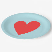 Rode Hart Pastel Blauwe Valentijnsdag Papieren Bordje (Gekanteld)