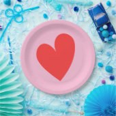 Rode Hart Pastel Roze Valentijnsdag Papieren Bordje (Feest)
