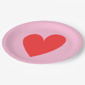 Rode Hart Pastel Roze Valentijnsdag Papieren Bordje (Gekanteld)