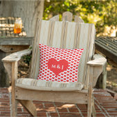 Rode Hart Patronen Valentijn Monogrammen Wit Buitenkussen (Stoel)