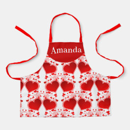 Rode Hart Patroon Gepersonaliseerde Valentijnsdag Schort