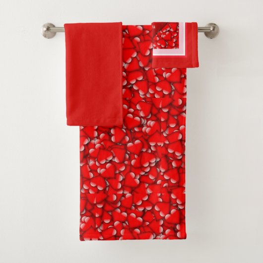 Rode Hart Patroon Valentijnsdag Handdoek Set (Insitu)