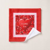 Rode Hart Patroon Valentijnsdag Handdoek Set (Wasdoekje)