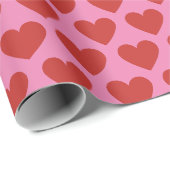 Rode Hart Patroon Wrapping Papier (Rol Hoek)