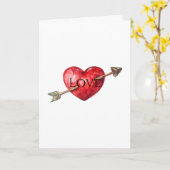 Rode Hart Pijl Liefde  Kaart (Gele Bloem)