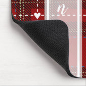 Rode Hart Plaid Muismat (Hoek)