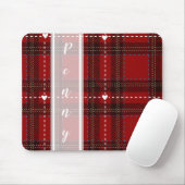 Rode Hart Plaid Muismat (Met muis)