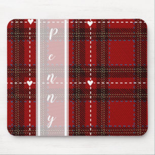 Rode Hart Plaid Muismat