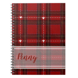 Rode Hart Plaid Notitieboek