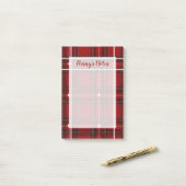 Rode Hart Plaid Post-it® Notes (Op bureau)