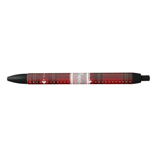 Rode Hart Plaid Zwarte Inkt Pen (Voorkant)